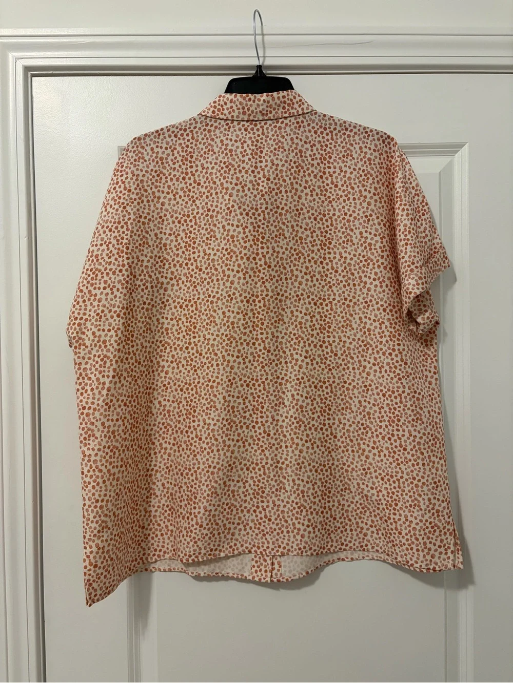 Lafayette 148 Silk Blend Blouse XL Beige Brown Dot Print Button Front Career Top - Picture 5 of 8